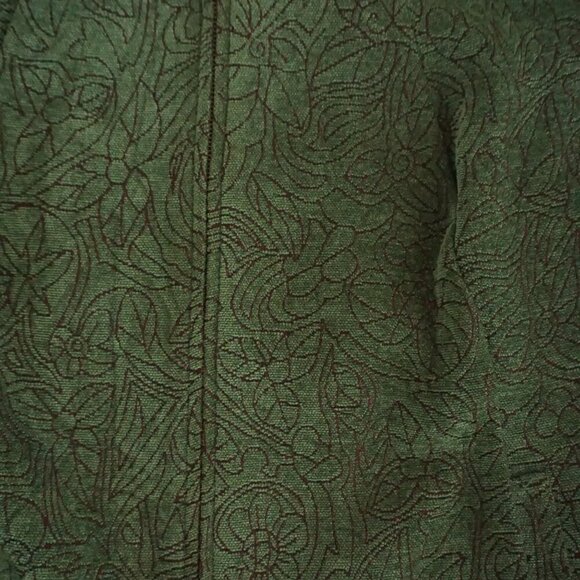 Vintage CJ Banks Green w Brown Embroidered Floral Tapestry Zip Up Jacket 1X - Picture 5 of 8
